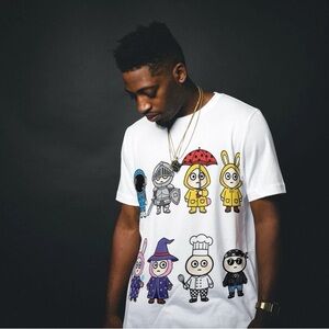 Mimicking Graphic T-Shirt with Colorful Cartoon Characters